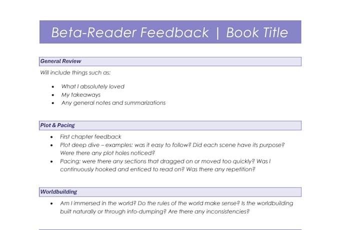 beta read your novel
